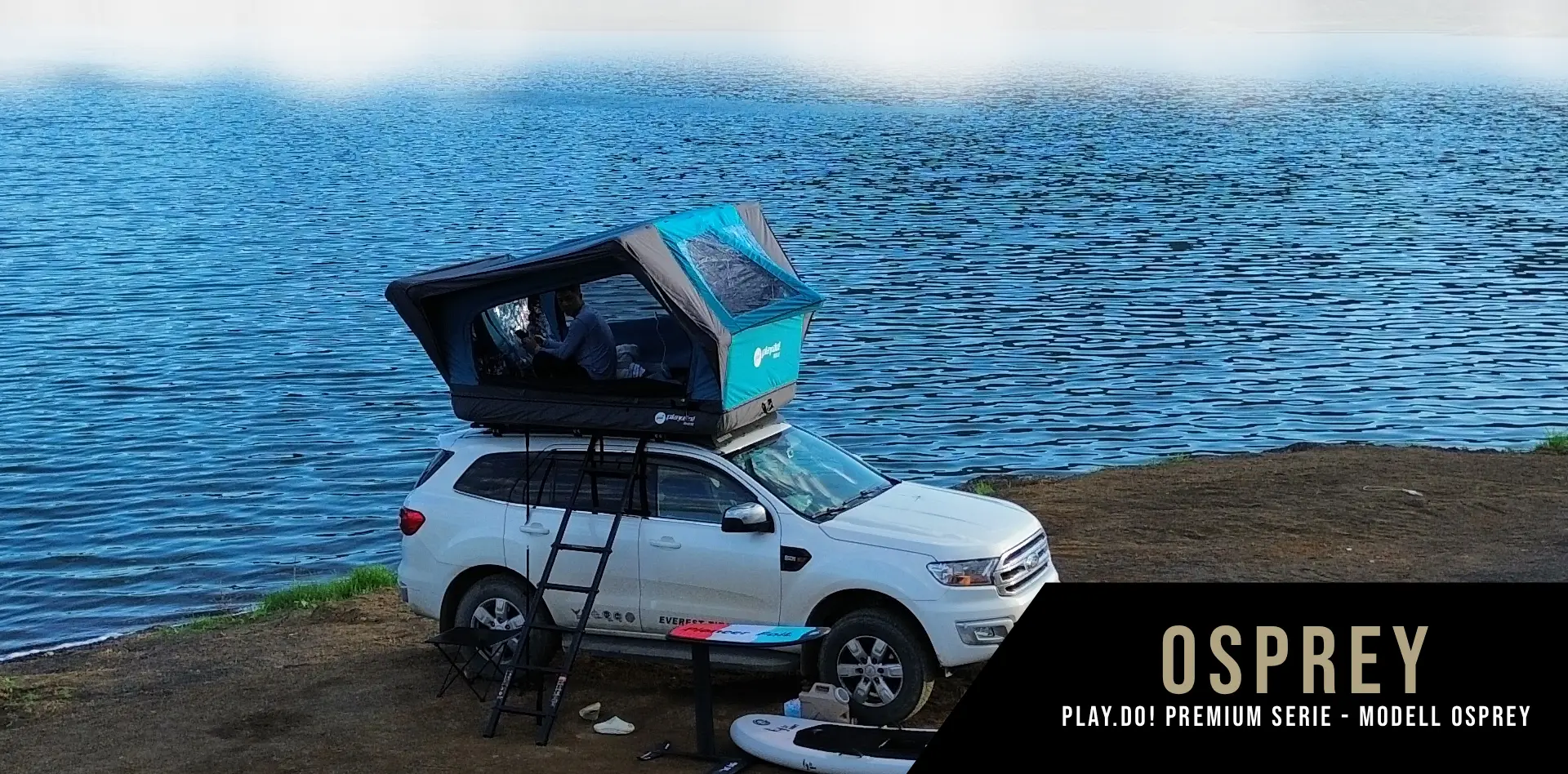 Play.Do! aufblasbares Dachzelt der Premium Serie, Modell Oprey, für sportliche Ausflüge an Seen, Meer oder Flüsse